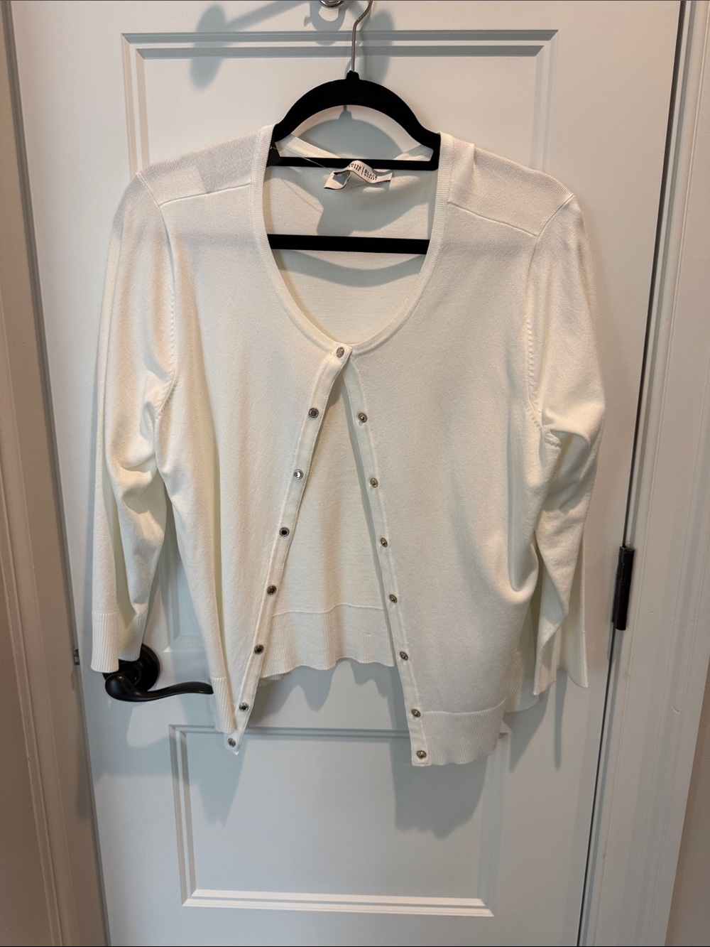 White House Black Market White Button-Front Cardigan Sweater